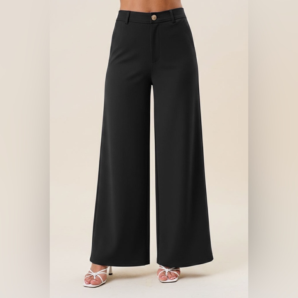 High Waist Tailored Wide Leg Trousers - Able